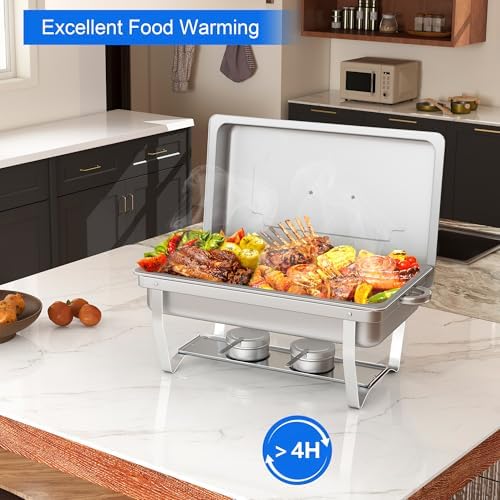 Chafing Dish Buffet Set, 4 Packs, 9.5QT, Stainless Steel, Silver in Silver, alternate view 7