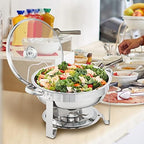 Chafing Dish Buffet Set, 4 Qt 2 Pack, Stainless Steel Chafer, Round Catering Warmer Server with Vented Glass Lid, alternate