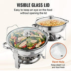 Chafing Dish Buffet Set, 4 Qt 2 Pack, Stainless Steel Chafer, Round Catering Warmer Server with Vented Glass Lid, alternate