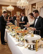 Chafing Dish Buffet Set, 5 Qt 4 Pack, Stainless Steel Chafer with 4 Full Size Pans, Round Catering Warmer Server, alternate