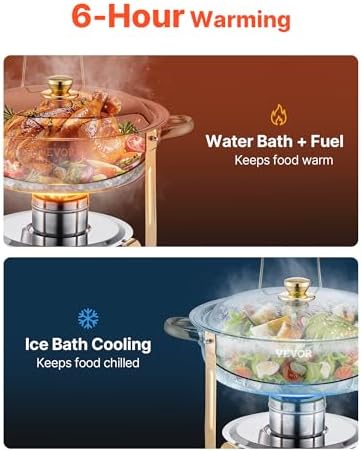Chafing Dish Buffet Set, 5 Qt 4 Pack, Stainless Steel Chafer with 4 Full Size Pans, Round Catering Warmer Server, alternate