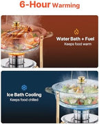Chafing Dish Buffet Set, 5 Qt 4 Pack, Stainless Steel Chafer with 4 Full Size Pans, Round Catering Warmer Server, alternate