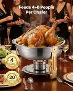 Chafing Dish Buffet Set, 5 Qt 4 Pack, Stainless Steel Chafer with 4 Full Size Pans, Round Catering Warmer Server, alternate