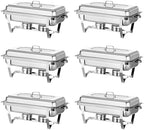 Chafing Dish Buffet Set 6 Pack 8QT Food Warmer Chafer in Silver