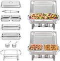 Chafing Dish Buffet Set, 8 Qt 2 Pack, Stainless Steel Chafer with 2 Full Size Pans, Rectangle Catering Warmer