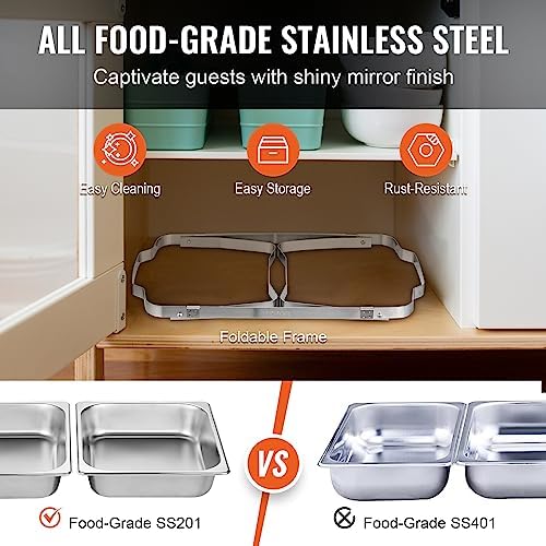 Chafing Dish Buffet Set, 8 Qt 2 Pack, Stainless Steel Chafer with 2 Full Size Pans, Rectangle Catering Warmer, alternate view