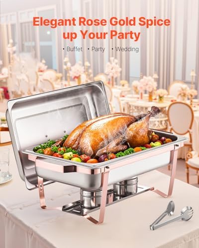 Chafing Dish Buffet Set, 8 Qt 2 Pack, Stainless Steel Chafer with 2 Full Size Pans, Rectangle Catering Warmer, alternate view
