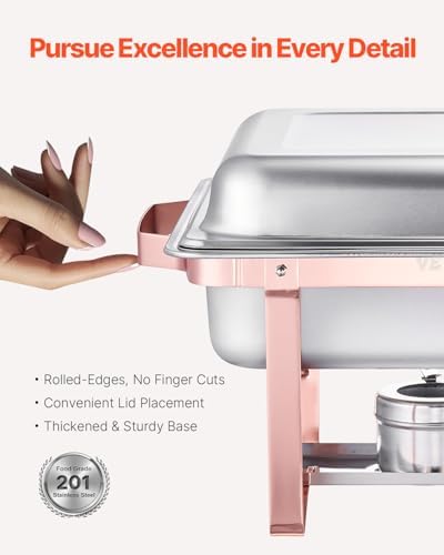 Chafing Dish Buffet Set, 8 Qt 2 Pack, Stainless Steel Chafer with 2 Full Size Pans, Rectangle Catering Warmer, alternate view
