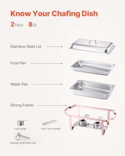 Chafing Dish Buffet Set, 8 Qt 2 Pack, Stainless Steel Chafer with 2 Full Size Pans, Rectangle Catering Warmer, alternate view