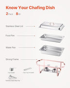 Chafing Dish Buffet Set, 8 Qt 2 Pack, Stainless Steel Chafer with 2 Full Size Pans, Rectangle Catering Warmer, alternate view