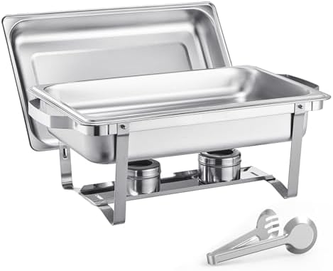 Chafing Dish Buffet Set, 8 Qt 6 Pack, Stainless Steel Chafer with 6 Full Size Pans, Rectangle Catering Warmer, alternate view
