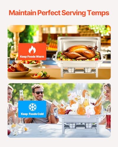 Chafing Dish Buffet Set, 8 Qt 6 Pack, Stainless Steel Chafer with 6 Full Size Pans, Rectangle Catering Warmer, alternate view
