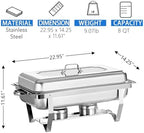 Chafing Dish Buffet Set 8QT 2 Pack Food Warmer Chafer in Silver, alternate view 3