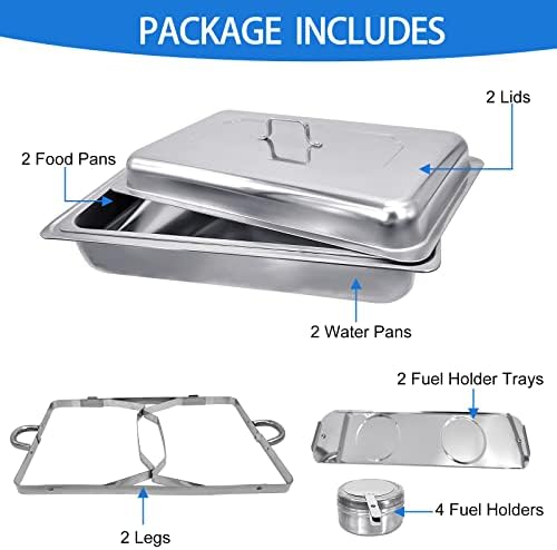 Chafing Dish Buffet Set 8QT 2 Pack Food Warmer Chafer in Silver, alternate view 4