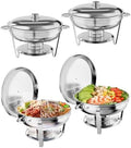 Chafing Dish Buffet Set of 4 Pack, Round Stainless Steel Food Warmers Buffet Servers Sets with Food & Water Pan