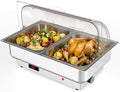 Chafing Dish Electric Buffet Set, 2 x 4.5 QT Half-Size in Silver