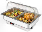 Chafing Dish Electric Buffet Set, 2 x 4.5 QT Half-Size in Silver