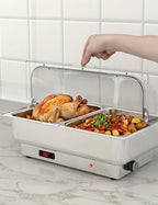 Chafing Dish Electric Buffet Set, 2 x 4.5 QT Half-Size in Silver, alternate view 2