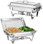 Chafing Dish for Buffet, 2 Pack 9QT Stainless Steel Chafing Servers Food Warmer Set with 4 Half Size Food Pan