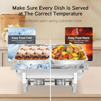 Chafing Dish for Buffet, 2 Pack 9QT Stainless Steel Chafing Servers Food Warmer Set with 4 Half Size Food Pan, alternate view