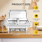 Chafing Dish for Buffet, 2 Pack 9QT Stainless Steel Chafing Servers Food Warmer Set with 4 Half Size Food Pan, alternate view
