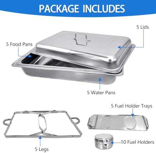 Chafing Dish for Buffet 5 Pack 8QT Stainless Steel Food Warmer in Silver, alternate view 6