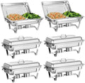 Chafing Dish for Buffet, 6 Pack 9QT Stainless Steel Chafing Servers in Silver