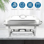 Chafing Dish for Buffet, 6 Pack 9QT Stainless Steel Chafing Servers in Silver, alternate view 3