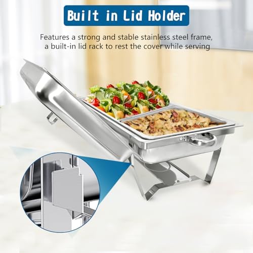 Chafing Dish for Buffet, 6 Pack 9QT Stainless Steel Chafing Servers in Silver, alternate view 4
