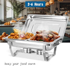 Chafing Dish for Buffet, 6 Pack 9QT Stainless Steel Chafing Servers in Silver, alternate view 5