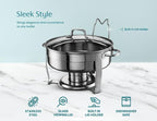 Chafing Dish for Buffet Set, by, Chafing Buffet, Buffet Warmer Tray, Round, Stainless Steel with Glass Viewing, alternate