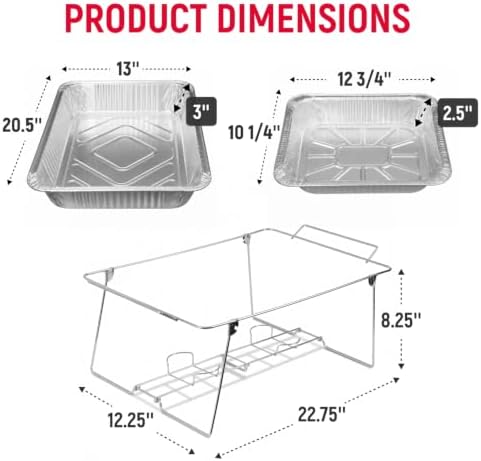 Chafing Dish Wire Rack with Aluminum Pans, Food Warmer Buffet Set, alternate view 3