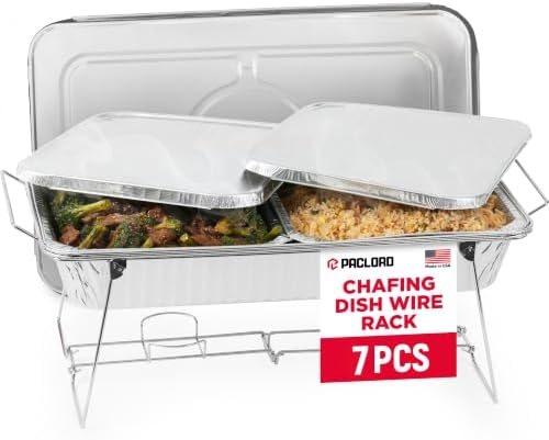 Chafing Dish Wire Stand with Aluminum Pans & Lids, Food Warmer Buffet Set