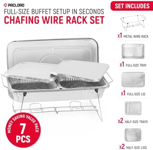 Chafing Dish Wire Stand with Aluminum Pans & Lids, Food Warmer Buffet Set, alternate view 2
