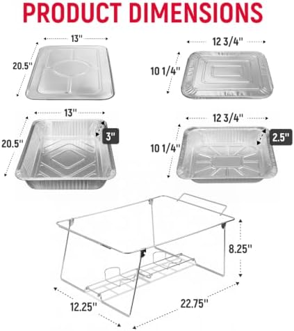 Chafing Dish Wire Stand with Aluminum Pans & Lids, Food Warmer Buffet Set, alternate view 3