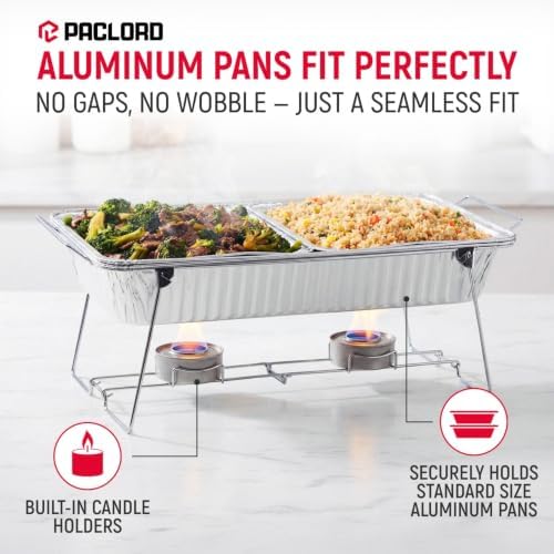 Chafing Dish Wire Stand with Aluminum Pans & Lids, Food Warmer Buffet Set, alternate view 5