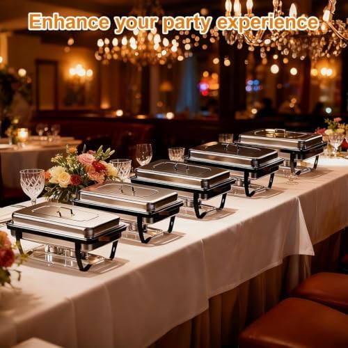Chafing Dishes Buffet Set,2Pack 9 Quart Black Stainless Steel Food Warmers with Removable Frame & Water Pan for, alternate