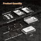 Chafing Dishes Buffet Set,2Pack 9 Quart Black Stainless Steel Food Warmers with Removable Frame & Water Pan for, alternate