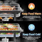 Chafing Dishes Buffet Set,2Pack 9 Quart Black Stainless Steel Food Warmers with Removable Frame & Water Pan for, alternate