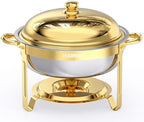 Chafing Dishes for Buffet 1 Pack, 6QT Gold Food Warmers for Parties Buffet Servers, Warming Trays for Wedding