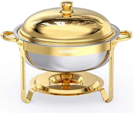 Chafing Dishes for Buffet 1 Pack, 6QT Gold Food Warmers for Parties Buffet Servers, Warming Trays for Wedding