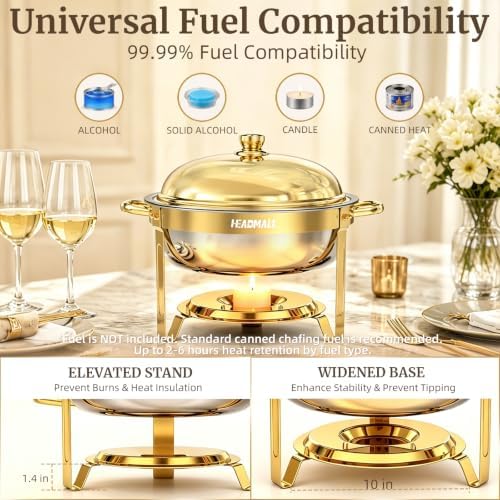 Chafing Dishes for Buffet 1 Pack, 6QT Gold Food Warmers for Parties Buffet Servers, Warming Trays for Wedding, alternate view