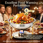 Chafing Dishes for Buffet, 1 Pack 7.5QT Round Chafing Dish Buffet Set, alternate view 2