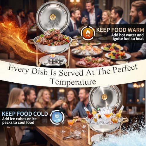 Chafing Dishes for Buffet, 1 Pack 7.5QT Round Chafing Dish Buffet Set, alternate view 3