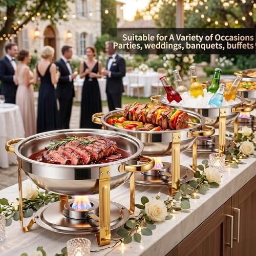 Chafing Dishes for Buffet, 1 Pack 7.5QT Round Chafing Dish Buffet Set, alternate view 4