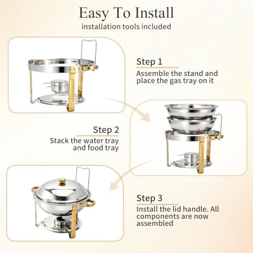 Chafing Dishes for Buffet, 1 Pack 7.5QT Round Chafing Dish Buffet Set, alternate view 5