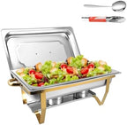 Chafing Dishes for Buffet 1 Pack, 8Qt High Grade Chafing Dish Buffet Set Rolled-Edge Stacking Design [Easy