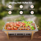 Chafing Dishes for Buffet 1 Pack, 8Qt High Grade Chafing Dish Buffet Set Rolled-Edge Stacking Design [Easy, alternate view 2