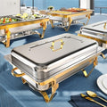 Chafing Dishes for Buffet, 11Qt, 4 Pack, Gold in Gold