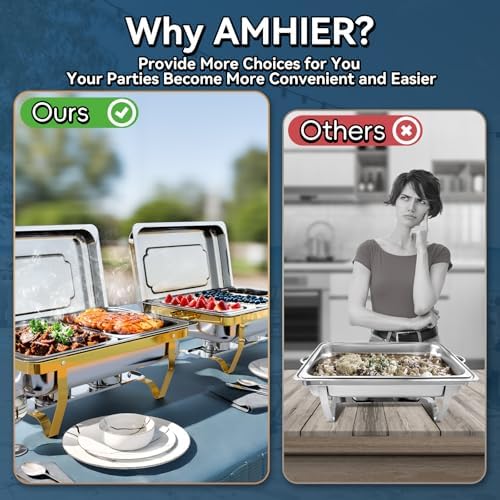 Chafing Dishes for Buffet, 11Qt, 4 Pack, Gold in Gold, alternate view 2